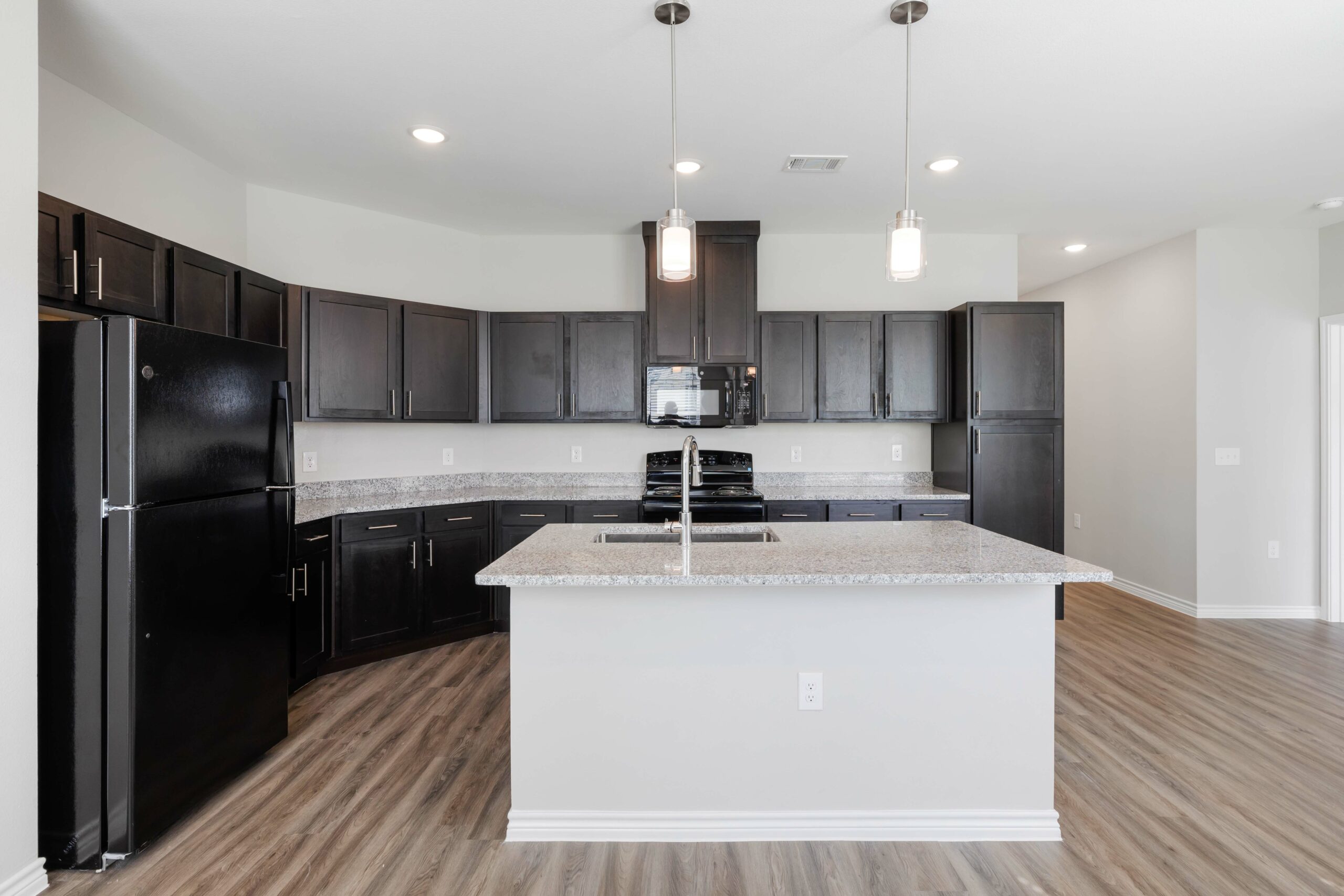 Kitchen view in Crossing at Clear Creek apt